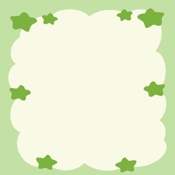 Green photo frame background with stars surrounding it.