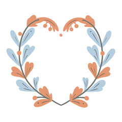 Abstract heart floral frame vector clipart. Valentine's day vector clipart.