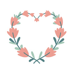 Abstract heart floral frame vector clipart. Valentine's day vector clipart.