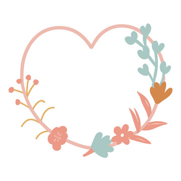 Abstract heart floral frame vector clipart. Valentine's day vector clipart.