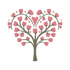 Abstract tree vector clipart. Valentine's day vector clipart. Spring illustration.