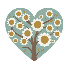Abstract tree vector clipart. Valentine's day vector clipart. Spring illustration.