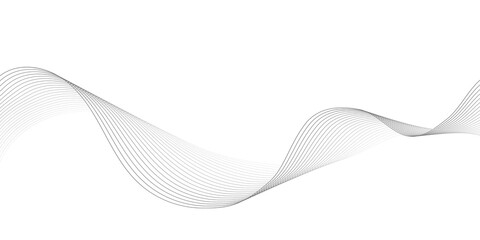 Wave line background with smooth shape. A beautiful wavy line on a white background that creates the optical illusion of waves. Horizontal banner template. Abstract futuristic template. 