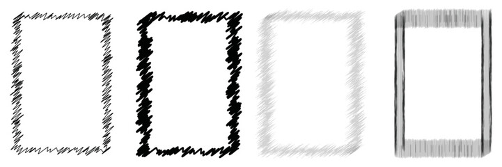 Rectangle pencil frame borders collection. Grunge brush frames border set.