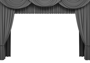 Luxury silk stage or window curtains. Interior design, waiting for show or movie, revealing new...