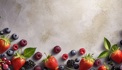 cement background with fruits surrounding fruits