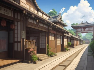 station in the city, japanese_village