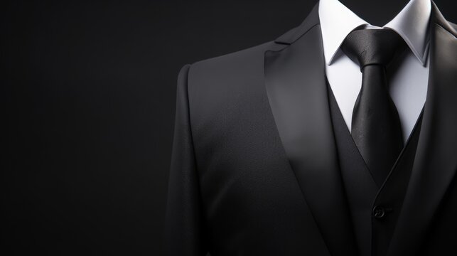 A mock-up of black with tie on black background.