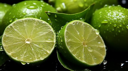 Texture of juicy lime close-up. AI generate illustration