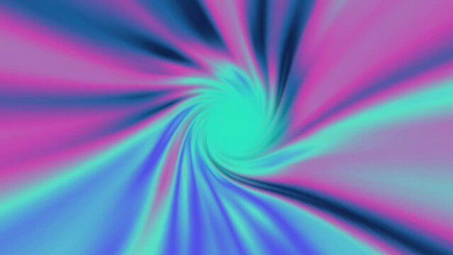 A beautiful abstract purple blue-pink tunnel consisting of futuristic digital stripes and lines glowing with bright magical energy on a black space background. Abstract background