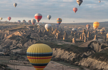hot air balloons in the air, Göreme, Cappadocia, Turkey
