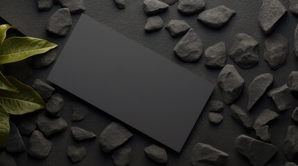 A close-up of a black leather pocket book on a black background. - obrazy, fototapety, plakaty
