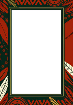 Tribal style frame ornamental template design with space for text, Color palette theme of Black history month , Flat design illustration, Birthday card, Flyer, Postcard