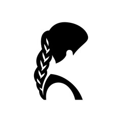 Women hair style braid icon - obrazy, fototapety, plakaty