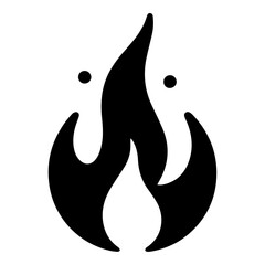 Fire Flame Icon vector art illustration, Minimal Flame Icon black color silhouette