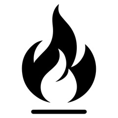 Fire Flame Icon vector art illustration, Minimal Flame Icon black color silhouette
