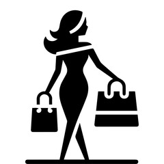 Shopping girl Icon vector art illustration, Female Shopping Icon vector