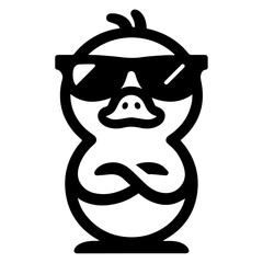 Mr. Duck Funny Carton Character vector art Illustration, Duck wearing a sun glass vector