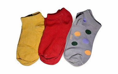 three pairs of white isolated socks