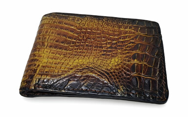 White isolated crocodile leather wallet