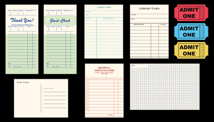 Vintage Receipts and Print Ephemera in vector format EPS