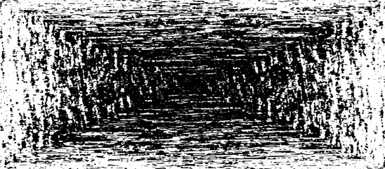 Monochrome texture composed of irregular graphic elements. Distressed uneven grunge background. Abstract vector illustration. Overlay for interesting effect and depth. Isolated on white background.