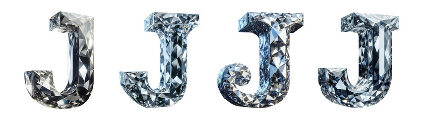 diamond alphabet - letter J - 3D isolated transparent background PNG - cristal letter J from the...