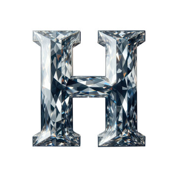 diamond alphabet - letter H - 3D isolated transparent background PNG - cristal letter H from the alphabet - Glass H letter 