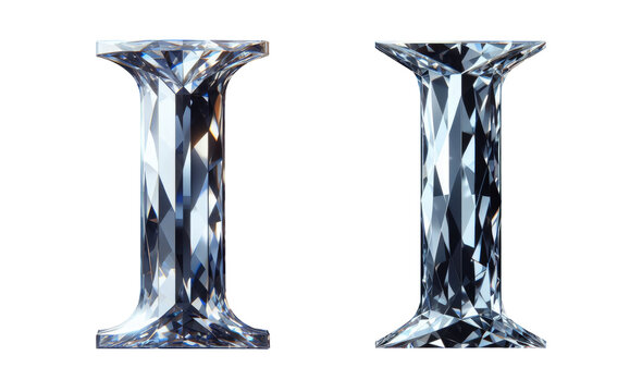diamond alphabet - letter I - 3D isolated transparent background PNG - cristal letter I from the alphabet - Glass I letter
