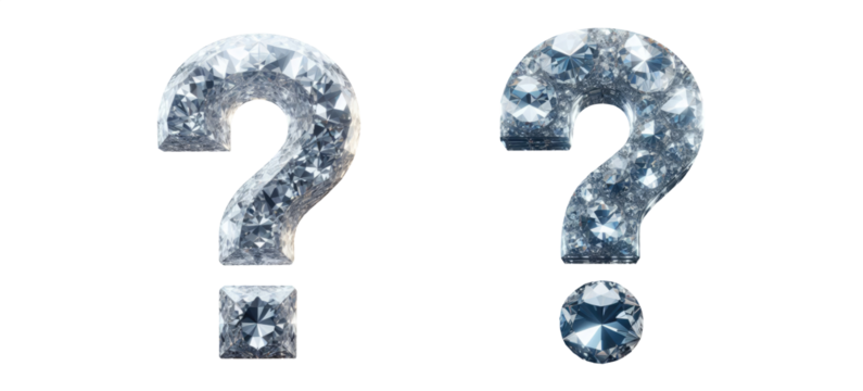diamond special character - question mark - 3D isolated transparent background PNG - cristal question mark - Glass question mark sign  - Powered by Adobe