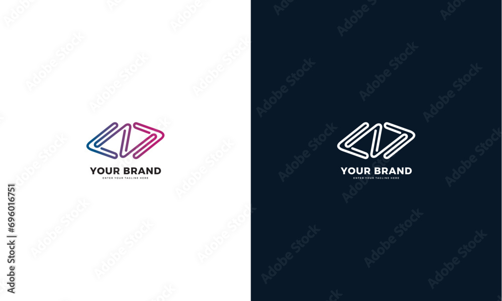 Wall mural programmer code logo, minimalist lines. graphic design vector