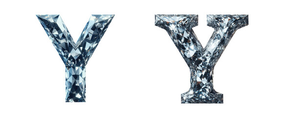 diamond alphabet - letter Y - 3D isolated transparent background PNG - cristal letter Y from the...