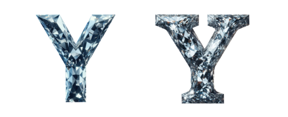 diamond alphabet - letter Y - 3D isolated transparent background PNG - cristal letter Y from the alphabet - Glass Y letter