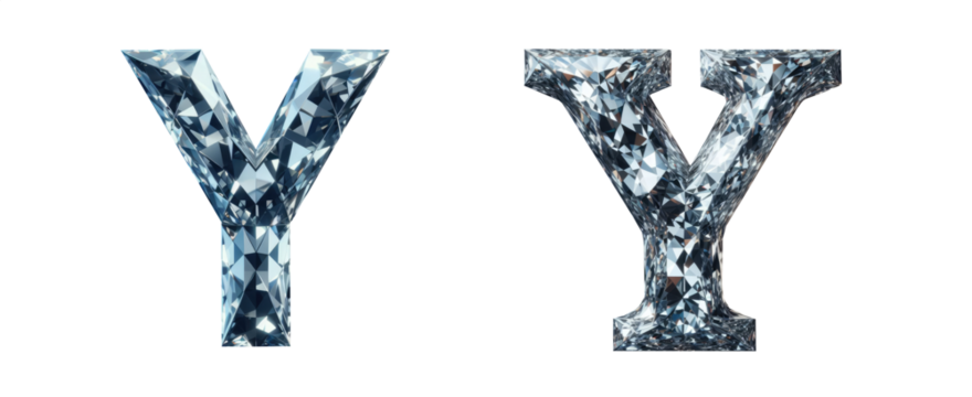 diamond alphabet - letter Y - 3D isolated transparent background PNG - cristal letter Y from the alphabet - Glass Y letter - Powered by Adobe