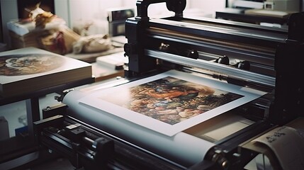 Printer for printing business. sign banner. print machine