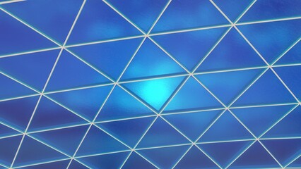 3d illustration of abstract geometric background with blue lights and triangular pattern