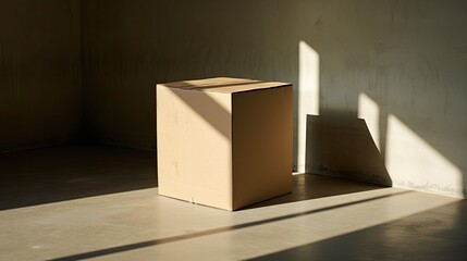 Cardboard box with shadow. Generative AI