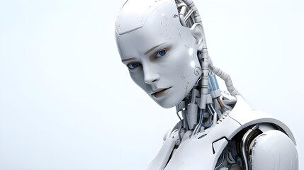 a female humanoid robot showing the she is contempt to do the job seriously
