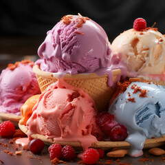 Ice-cream closeup texture photography - 696019503