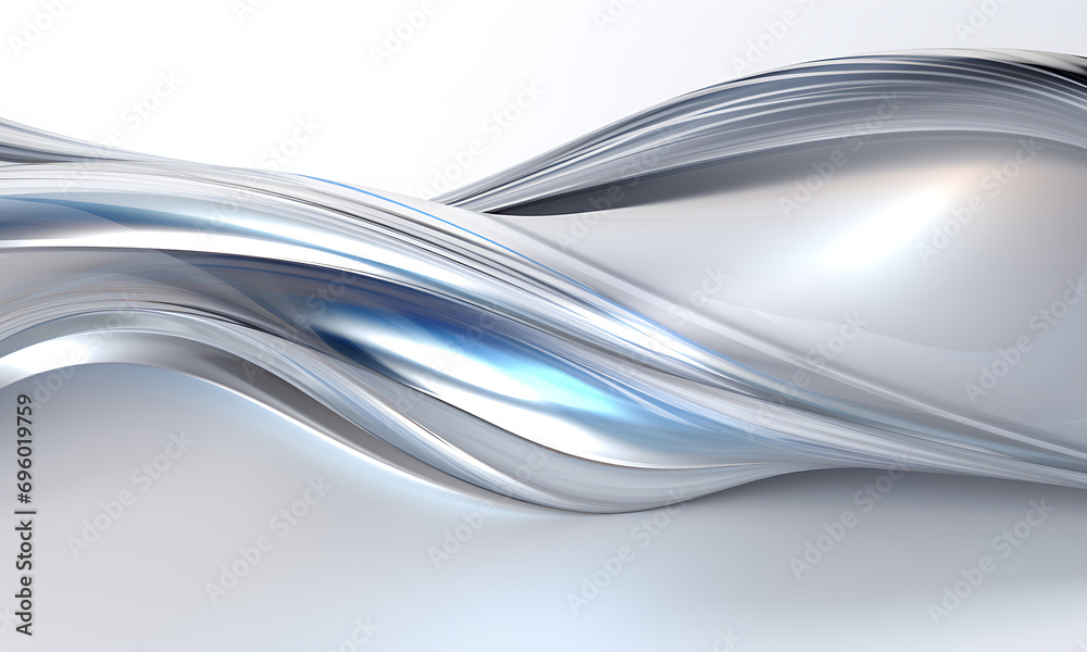 Poster Plain white background with some light lines in the style of chrome reflections.  Abstract background. Mirror texture. Luxury style.