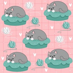 Pattern: Cute sleeping cats