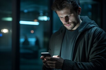 man texting on phone