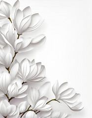 Białe wektorowe kwiaty Magnolii, białe tło, miejsce do wklejenia. Generative AI - 696020731