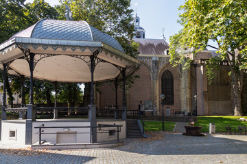 Music kiosk on a small square behind the Sint-Gertrudiskerk (peperbus) church in Bergen op Zoom.