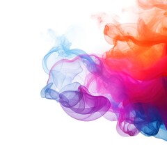 Abstract colorful smoke on a white background, for design and decoration. Generative ai