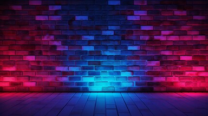 neon brick wall and floor background