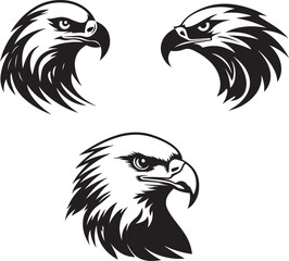 Set of icon eagle black silhouette on white background