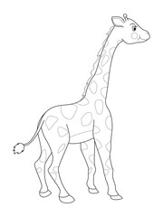 Giraffe for coloring book. Line art design for kids coloring page. 