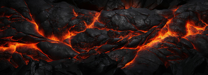 Depict the texture of a frozen lava flow, capturing the rough and dynamic nature of volcanic rock with hints of molten lava solidifying into unique patterns - obrazy, fototapety, plakaty