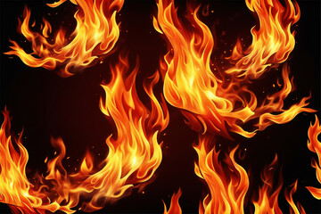 Flammen Inferno als Hintergrund auf schwarz - obrazy, fototapety, plakaty